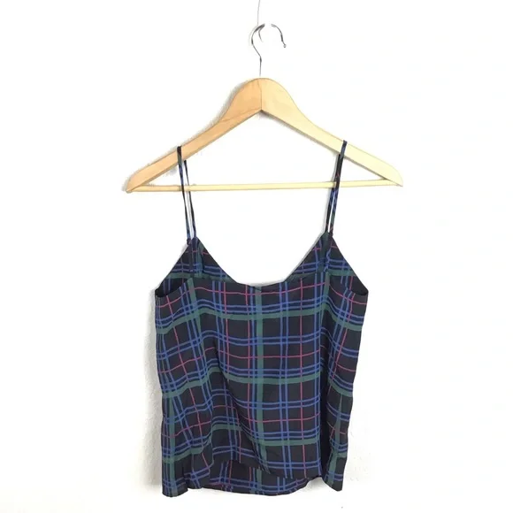 L’agence Tank Top Jane Plaid Silk Cami